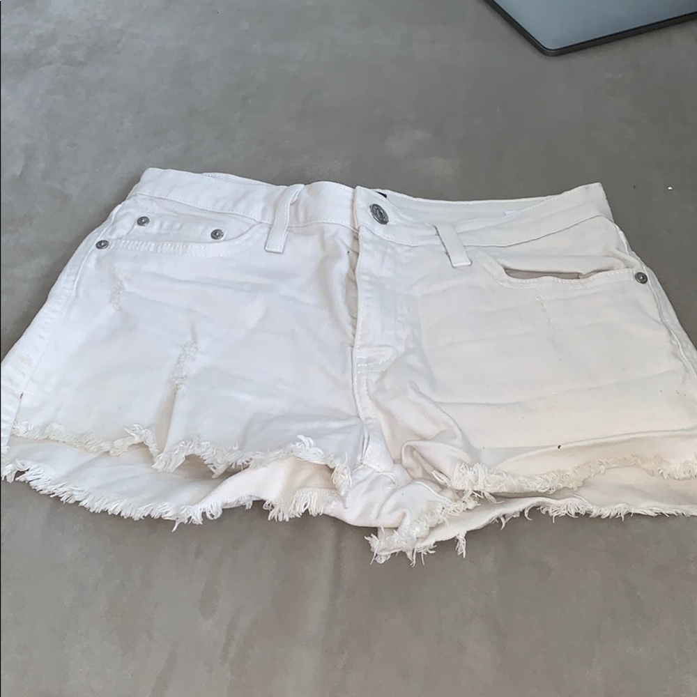 Just Black off white denim distressed shorts